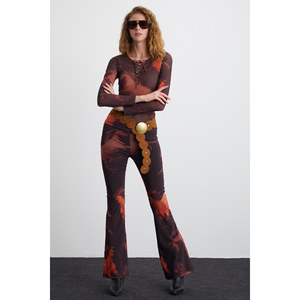 Chemisier à motif pour femme ETHIQUET ELINORA en tulle épais transparent avec col en tissu corset et laçage au dos - Product Image 4