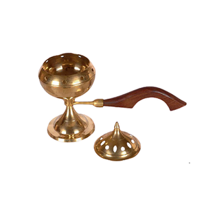 Newest Design Brass Incense <b>Bakhoor</b> Burner With Wood Handle Finest Quality <b>Oud</b> Burner For Wholesale Supplier - Product Image 2