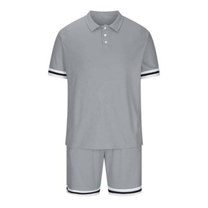 Ensemble été pour homme, nouveau design, personnalisez votre style, ensemble deux pièces en coton, t-shirt et short, ensemble twin - Product Image 1