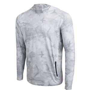 Sudadera con capucha de pesca de sublimación de poliéster reciclado personalizado nueva camisa ligera de secado rápido transpirable de manga larga logotipo frontal - Product Image 5