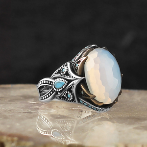 925 Silver Blue Zircon <b>Stone</b> Dazzle <b>Men</b> <b>Ring</b> Turkish Handmade <b>Ring</b> Turkish Wholesales Silver Jewelry - Product Image 6