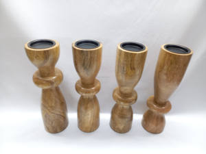 Bougeoir en bois de manguier blanc fait à la main, élégant, décoration de table en métal pour la Saint-Valentin, centre de table - Product Image 5