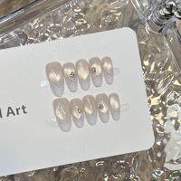 Moyen Ovale Champagne Perle Shimmer Français Minimaliste Doux Glam Opaline Trace Doigt Bijoux Acrylique Pré-conçu