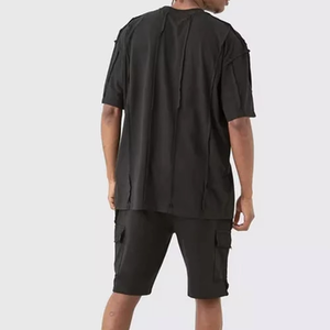 Conjunto de entrenamiento de cuello redondo de manga corta transpirable de algodón de alta calidad, entrenamiento de verano de secado rápido, ropa deportiva para correr, estilo informal - Product Image 4
