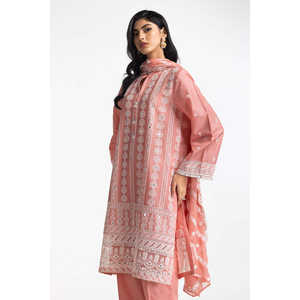 Traje de Verano de 3 Piezas Bordado en Color Durazno para Mujer - Product Image 5