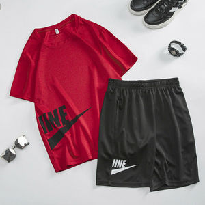 Vente chaude unisexe soleil fané 100% coton 2 pièces tenues T-shirt et short ensemble deux pièces hommes t-shirt et short ensembles viser - Product Image 2