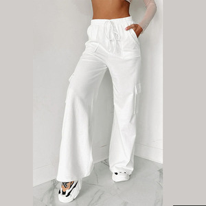 Pantalons crayon décontractés pour femmes en gros, lin/coton, taille élastique, respirant, coupe ample, été, personnalisable - Product Image 4