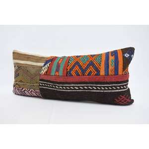 Multicolor Bohemian Kilim <b>Pillow</b> 16x36 Inch Luxury Vintage Print Silk and Wool Woven Decorative Accent for Floor - Product Image 4
