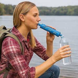 Paille filtrante à eau portable et réutilisable Samson Purification FS-001BL en PVC/PP, à une seule étape, capacité 400L-500L, haute qualité - Product Image 1