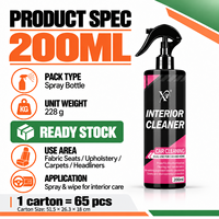Nettoyant pour tissus intérieurs de voiture 200ml, spray de nettoyage pour sièges, tapis et revêtements de toit, detailing automobile, vente en gros