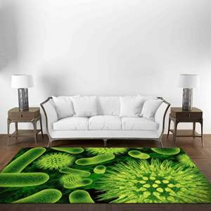 Alfombra con Estampado de Bacterias Microscópicas, Verde, Moderna, Pequeña, para Regalo de Inauguración, con Pelo Suave - Product Image 3