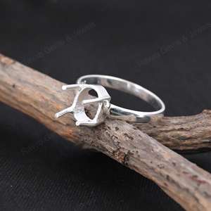 Tendance Solide 925 Sterling Silver 7x9mm Ovale Prong Setting Semi-Mount Simple Band Personnalisable Placage Souvenir Fine Jewelry - Product Image 1