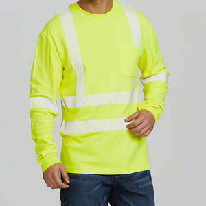 Camiseta de Trabajo Transpirable de Manga Corta y Larga de Alta Visibilidad con Reflectivo para Seguridad Vial para Hombre - Product Image 4