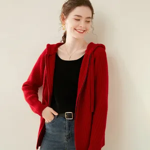 Hiver 2023 Vêtements pour femmes Oem Odm Custom Neck Long Sleeve Jacquard Knitted cachemire Sweater Cardigan