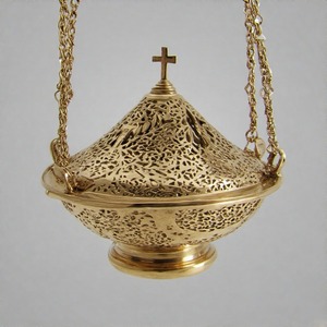 Quemador de incienso de carbón antiguo PraiseFume Holy Flame, incensario de latón hecho a mano para misas y ofrendas espirituales - Product Image 1