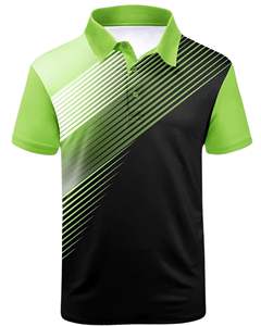 Camiseta Polo Personalizada para Hombre, Diseño de Rayas Diagonales Verde y Negro, Manga Corta, Camiseta de Golf, Tejido Transpirable y Suave, Personalización OEM - Product Image 1