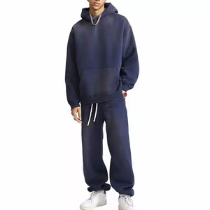 Vêtements de sport de détresse unisexe vintage de haute qualité personnalisés Survêtement à capuche pour hommes Ensemble de sweat à capuche surdimensionné délavé à l'acide pour l'hiver - Product Image 1
