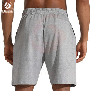 Summer Joggers Classical Shorts Hommes Elastic Basic Solid Shorts Polyester Knee Length Washed Shorts for Men - Product Image 4