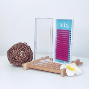 Paquet personnalisé 0.10mm 8-15 extensions de cils en éventail Promade de couleur rose faites à la main au Vietnam longueur 15mm et épaisseur 0.15mm - Product Image 2