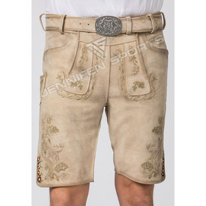 Nuevo estilo para hombre, Lederhosen, cuero de vaca corto, cuero de ante, botones bordados frontales, cierre lateral y bolsillos traseros con trabillas para cinturón - Product Image 4