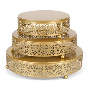 Présentoir à gâteau en métal au design élégant fait à la main nouveau support à gâteau rond décoratif en métal perlé en cristal fini brillant - Product Image 1