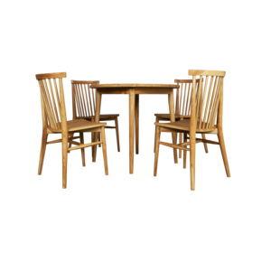 Juego de Comedor con Sillas y Mesa de Madera de Teca Sólida con Acabado Natural para Cafetería, Restaurante y Muebles de Comedor - Product Image 2