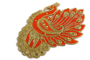 Appliques de broderie en pierre de style paon de formes d'animaux exclusivement conçues pour les robes de mariée patchs ethniques de mariée - Product Image 3