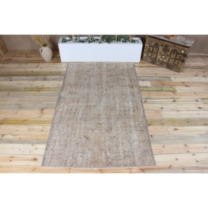 Tapis vintage 4,2 x 7,1 pieds, tapis turc, tapis floral marron beige - Product Image 1