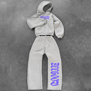 Transpirable 100% algodón tejido hombres prendas de vestir exteriores conjuntos de gran tamaño gota hombro cremallera hombres chándal ropa de calle trajes conjunto - Product Image 5