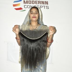 Extensions de cheveux humains vierges bruts non traités, alignés sur la cuticule, tissage droit 13*6, provenant d'un temple indien, du fournisseur - Product Image 3