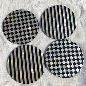 Posavasos con incrustaciones de madreperla para hogar, posavasos con incrustaciones de hueso de girasol, posavasos con incrustaciones de madreperla hechos a mano - Product Image 3