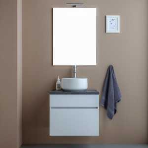 Shanghai 60cm Wall-Hung Bathroom Cabinet <b>White</b> <b>Drawer</b> and Anthracite Top Modern Bathroom <b>Sets</b> - Product Image 2