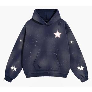 Sweat-shirt à capuche surdimensionné en molleton français de bonne qualité, 100% coton, à bas prix, avec logo personnalisé imprimé en relief pour hommes - Product Image 2