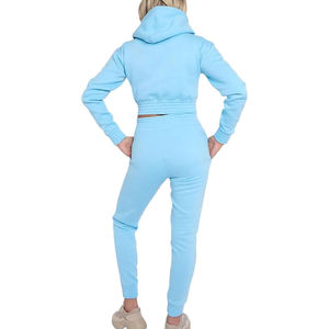 Ensemble de survêtement en molleton uni pour femmes, 100% coton, manches longues, coupe régulière, respirant, fermeture éclair, personnalisable, 2 pièces, dernier design - Product Image 5
