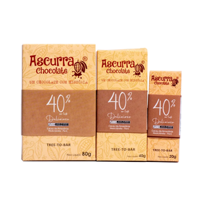 Chocolate con Leche Brasileño Premium 40% de la Hora a la Veta con <span class=keywords><strong>Cacao</strong></span> Amazónico de Medicilândia Pará Disponible en Barras de 20g, 40g y 80g - Product Image 1