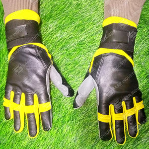 Gants de frappeur de baseball en cuir sur mesure de qualité supérieure manchette longue avec combinaison de couleur noir gris jaune - Product Image 3