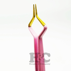 Pince à épiler professionnelle en acier inoxydable faite à la main Hooper and Company pour extensions de cils, pince à épiler isolante rose durable, vison - Product Image 5