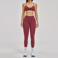 Set Olahraga Gaya Eropa dan Amerika untuk Wanita, Desain Punggung Stylish, Pakaian Yoga Lembut, Outfit Fitness, Lari, Workout, Gym