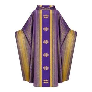 Bata de casulla litúrgica de diseño Simple de MOQ bajo con juego de estola a juego Sacerdote de vestimenta completamente bordado - Product Image 5