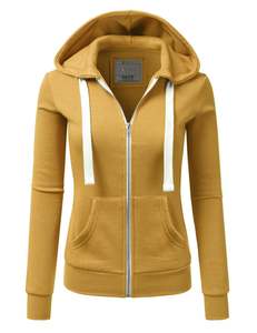 Veste à capuche longue zippée pour femmes pull hauts en gros polyester/coton hauts d'hiver - Product Image 5