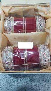 Premium Quality Fashion <b>Bracelets</b> & Bangles <b>Red</b> and White Bridal Chura Set Elegant Bangles for Indian Weddings from India - Product Image 2