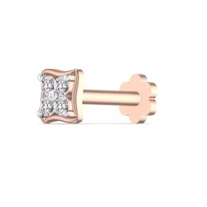 14kt jaune blanc Rose or 0.072 diamant naturel goujon nez broche Fine corps Piercing bijoux pour femmes - Product Image 5