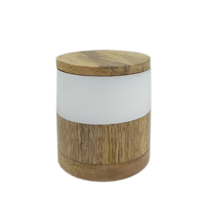 Boîte ronde en métal avec couvercle en bois Boîte à sucre de conception américaine de couleur violette pour la cuisine et la décoration de table personnalisée en vrac - Product Image 2