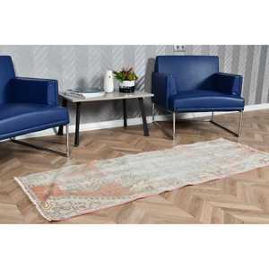 พรมวินเทจลายดอกไม้สีขาวสไตล์ตุรกี ขนาด 2.3x6.3 ฟุต (71x191 ซม.) - Product Image 4