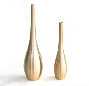 High Quality Golden Finished 2 Flower <b>Vase</b> <b>Set</b> Latest Enamelware Decorative Metal <b>Vases</b> for Home Decoration Durable and New - Product Image 1