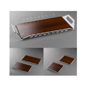 Bandeja de servir alimentos de diseño admirable, de madera y metal, para servir bocadillos y dulces, para uso en el hogar, hoteles y restaurantes. - Product Image 1