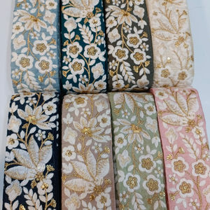 Tela de encaje de tul de red de moda con vestido de flores vintage vívido 3D fabuloso - Product Image 1