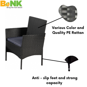 BeNK Ensemble de patio en osier en rotin non pliable moderne de 4 pièces pour jardin extérieur Appartement Ferme Salon École - Product Image 5