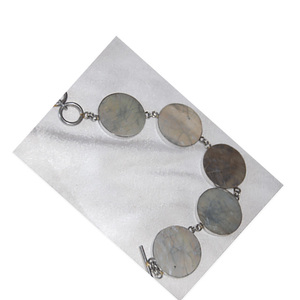 Bracelet en coquillage, art indonésien, acier inoxydable, BIJOUX EN COQUILLAGE, artistique, d'Indonésie, motif mosaïque, coquillage 30x30mm, bracelet 70mm - Product Image 3