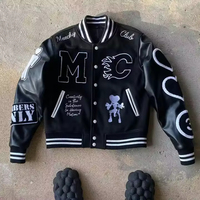 Logo personnalisé Varsity Jacket Manches Broderie Noir Couple College Baseball Hommes Veste Letterman Varisty Jacket